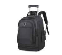 FANDARE Rolling Travel Bag 34L Wheeled Laptop Backpack Convertible Luggage with Wheels Daypacks Carry-On for Business Women Men Outdoor Urban Waterproof PU Film Hideable Pull Rod Backpacks Black