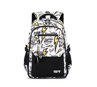 FANDARE School Backpack for Teenage Boys Lightweight Graffiti Rucksack for School Boys Durable Teenager Daypack for College Commuting & Travel Organisational Casual Bag Black A
