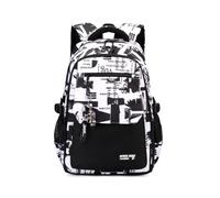 FANDARE School Backpack for Teenage Boys Lightweight Graffiti Rucksack for School Boys Durable Teenager Daypack for College Commuting & Travel Organisational Casual Bag Black D
