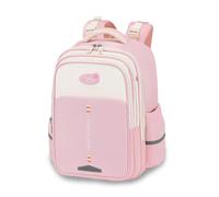 FANDARE School Bag for Girls Boys Primary Kids Lightweight Backpack with Multi-Compartment Water Resistant Oxford Daypack Reflective Stripe Rucksack with Adjustable Chest Strap Pink