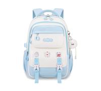 FANDARE School Bag for Girls Waterproof Backpack Lightweight Travel Rucksack with Luggage Strap Elementary Causal Daypack with Pendant Travel Rucksack for School Blue
