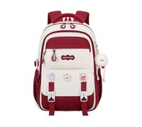 FANDARE School Bag for Girls Waterproof Backpack Lightweight Travel Rucksack with Luggage Strap Elementary Causal Daypack with Pendant Travel Rucksack for School Red