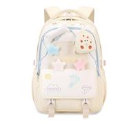 FANDARE School Bag for Teenage Girls Lightweight Backpack Water-Resistant Oxford Large Capacity Travel Rucksack Cute Backpack with Small Wallet Charm Yellow