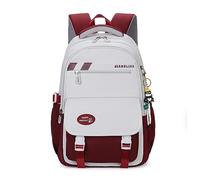FANDARE School Bags College Daypacks Casual Backpack for Primary Middle and high School Student Bookbags for Daughter Son Travel Spring Outing University Hiking with Plush Pendant Wine Red