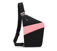 FANDARE Segmented Sling Bag Women Sport Crossbody Bags Men Chest Pack Motorcycle Unisex Gym Cover Pack Left Shoulder Carry Body for Outdoor Running Travel Daypacks Black Pink