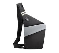 FANDARE Segmented Sling Bag Women Sport Crossbody Bags Men Chest Pack Motorcycle Unisex Gym Cover Pack Left Shoulder Carry Body for Outdoor Running Travel Daypacks Black Grey