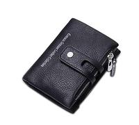 FANDARE Short Wallet for Men/Women Genuine Leather Purse Waterproof Bifold Wallet Credit Card Holder Coin Pocket Purse Black