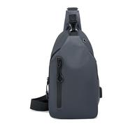 FANDARE Simple Sport Sling Bag Men Chest Pack Boy Motorcycle Crossbody Sling Bag Waterproof PU Polyester Shoulder Carry Body Wallet for Hiking Running Cycling Outdoor Travel Daypacks Grey