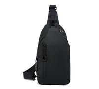 FANDARE Simple Sport Sling Bag Men Chest Pack Boy Motorcycle Crossbody Sling Bag Waterproof PU Polyester Shoulder Carry Body Wallet for Hiking Running Cycling Outdoor Travel Daypacks Black