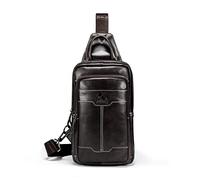FANDARE Sling Bag For Men, Vintage Leather Sling Chest Bag, Leather Chest Bag With Adjustable Strap, Crossbody Bag For Hiking,Cycling,Travel,Camping Coffee