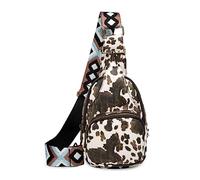 FANDARE Sling Bag for Women PU Leather Chest Crossbody Pack Sling Chest Belt Bag with Adjustable Wide Strap Multipurpose Fanny Packs for Outdoors Workout Traveling Hiking Shoulder Bag Cow Color