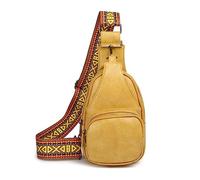 FANDARE Sling Bag for Women - PU Leather Chest Crossbody Pack with Adjustable Wide Strap - Multipurpose Fanny Pack for Outdoors, Workout, Traveling, Hiking - Shoulder Bag - Yellow