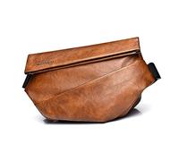 FANDARE Sling Bag Men Chest Bag PU Leather Shoulder Bag Ultralight Chest Crossbody Bags Vintage Waterproof Small Backpack for Outdoor Work Hiking Running Sport Business Travel Bag Brown