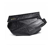 FANDARE Sling Bag Men Chest Bag PU Leather Shoulder Bag Ultralight Chest Crossbody Bags Vintage Waterproof Small Backpack for Outdoor Work Hiking Running Sport Business Travel Bag Black