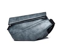 FANDARE Sling Bag Men Chest Bag PU Leather Shoulder Bag Ultralight Chest Crossbody Bags Vintage Waterproof Small Backpack for Outdoor Work Hiking Running Sport Business Travel Bag Grey