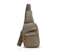 FANDARE Sling Bag Shoulder Bag School Travel Messenger Chest Bag Backpacks Chest Bag Men Women Canvas, Green Army, L, Leisure Backpack
