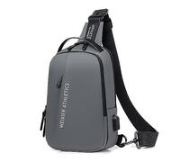 FANDARE Sling Bag Sport Shoulder Bag with USB Charging Port for Women Men Sling Bag Nylon Chest Crossbody Bag Cover Pack for Hiking Cycling Travel Outdoor Gym Business College Shoulder Bag Grey