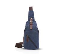 FANDARE Sling Bag with Earphones Hole Student Outdoor Sport Portable Multifunction Crossbody Bag Man/Woman Wear-Resistant Canvas Blue