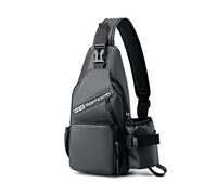 FANDARE Sling Bags Chest Shoulder Backpack Men Crossbody Bags Cover Pack Rucksack for Travel Hiking Bicycle Sport Gym Daypacks with Water Bottle Holder Waterproof Nylon Grey