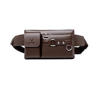 FANDARE Sling Crossbody Bag Waist Bag Backpack Shoulder Bag for Men Vintage PU Leather Sling Backpack Business Chest Bag Travel Hiking Daypacks Brown