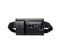 FANDARE Sling Crossbody Bag Waist Bag Backpack Shoulder Bag for Men Vintage PU Leather Sling Backpack Business Chest Bag Travel Hiking Daypacks Black