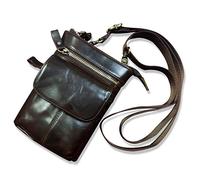 FANDARE Small Crossbody Bag Leather Mobile Phone Waist Pocket Shoulder Bag Business Messenger Bag for Men Waterproof Satchel Bag Dark Brown