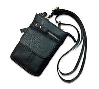 FANDARE Small Crossbody Bag Leather Mobile Phone Waist Pocket Shoulder Bag Business Messenger Bag for Men Waterproof Satchel Bag Black Gray