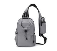FANDARE Sport Sling Bag Men Chest Pack with Shoulder Pocket Women Versatile Motorcycle Crossbody Sling Bag Cover Pack Carry Body Wallet for Hiking Running Outdoor Travel Daypacks Light Grey