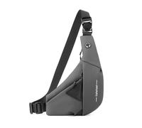 FANDARE Sport Sling Bag Men Chest Pack Women Motorcycle Women Crossbody Sling Bag PU Leather Cover Pack Left Shoulder Carry Body Wallet for Hiking Running Cycling Outdoor Travel Daypacks Grey Left