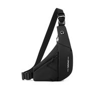 FANDARE Sport Sling Bag Men Chest Pack Women Motorcycle Women Crossbody Sling Bag PU Leather Cover Pack Left Shoulder Carry Body Wallet for Hiking Running Cycling Outdoor Travel Daypacks Black Left