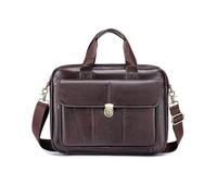 FANDARE Stylish Leather Briefcase for Men, Large Capacity 14 Inch Laptop Bag with secure lock, Detachable Strap, Brown/Black Business Tote Messenger Handbag Professional Shoulder Document Bag Brown