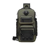 FANDARE Tactical Sling Bag Crossbody Backpack with Tripod Holder Chest Shoulder Bag for Men One Strap Motorcycle Chest Pack for Travel Hiking Waterproof Satchel Bag fit 10.5 inch Tablet ArmyGreen