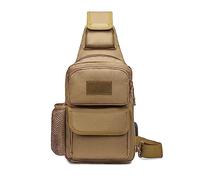 FANDARE Tactical Sling Bag Military Chest Bag Shoulder Backpack Crossbody Bags with USB Charging Port Tactical Small Rucksack for Men Women Hiking Range Travel Outdoor Sports Cover Pack Brown