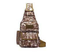 FANDARE Tactical Sling Bag Military Chest Bag Shoulder Backpack Crossbody Bags with USB Charging Port Tactical Small Rucksack for Men Women Hiking Range Travel Outdoor Sports Cover Pack Brown Camo
