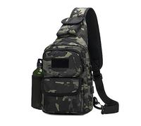 FANDARE Tactical Sling Bag Military Chest Bag Shoulder Backpack Crossbody Bags with USB Charging Port Tactical Small Rucksack for Men Women Hiking Range Travel Outdoor Sports Cover Pack Black Camo