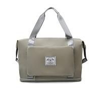 FANDARE Travel Handbag Expandable Weekender Carry On Overnight Bags Folding Holdall Bags for Women Men Sport Duffle Bag Gym Hospital Shoulder Bag with Luggage Sleeve & Shoe Compartment Gray