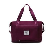 FANDARE Travel Handbag Expandable Weekender Carry On Overnight Bags Folding Holdall Duffle Bags for Women Men Gym Hospital Shoulder Bag with Luggage Sleeve & Shoe Compartment Dark Purple