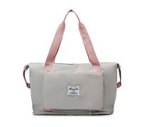 FANDARE Travel Handbag Expandable Weekender Carry On Overnight Bags Folding Holdall Duffle Bags for Women Men Gym Hospital Shoulder Bag with Luggage Sleeve & Shoe Compartment Gray Pink