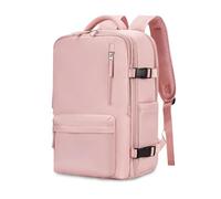 FANDARE Travel Rucksack for Women Men Large Waterproof Backpack with Laptop Compartment for Work USB Charging Port & Luggage Strap for Business Multi-Pocket Weekender Bag Pink A