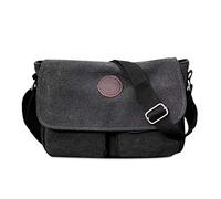 FANDARE Unisex Canvas Shoulder Bag 7.9 Inch Tablet Messenger Bag Briefcase Men/Women Sports Bag Work School Satchel, Black, L, Retro