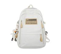 FANDARE Unisex Casual Backpack Women Men College School Backpacks Outdoor Travel Rucksack Lifestyle Leisure Urban Backpack Versatile Hiking Knapsack Daypacks with Cute Pendant White