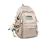 FANDARE Unisex Casual Backpack Women Men College School Backpacks Outdoor Travel Rucksack Lifestyle Leisure Urban Backpack Versatile Hiking Knapsack Daypacks with Cute Pendant Khaki