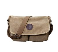 FANDARE Unisex Crossbody Bag Canvas Messenger Bag 7.9 inch Tablet Satchel Bag Travel Shoulder Bag Working Bag Bookbag Briefcase for Men and Women Khaki