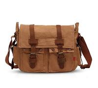 FANDARE Unisex Messenger Bag Canvas Satchel College Bag Outdoor Travel Bookbag Commute Work Shoulder Bag 14 inch Laptop Crossbody Bag for Men/Women Yellow