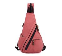 FANDARE Unisex Sling Bag: Canvas Crossbody Shoulder Backpack for Boy & Girl - Casual Daypacks, Commute, Cycling, Hiking & Travel - Rose Red