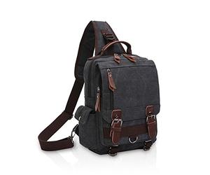 FANDARE Unisex Sling Bag Canvas Crossbody Shoulder Backpack Men Chest Bag Women Casual Daypacks Rucksack for Student Travel Commuter Outdoor Cycling Hiking Indoor Activities Retro School Bag