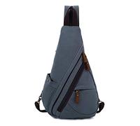 FANDARE Unisex Sling Canvas Crossbody Shoulder Backpack Chest Bag Women Men Casual Daypack fit 9.7 inch Tablet Rucksack for Outdoor Cycling Hiking Travel Indoor Activities School Smoky Gray