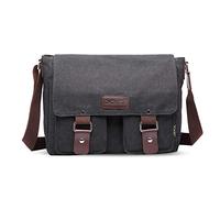 FANDARE Vintage Crossbody Bag Unisex Canvas Messenger Bag 7.9 inch Tablet Satchel Bag Travel Shoulder Bag Working Bag Bookbag Briefcase for Men and Women Black