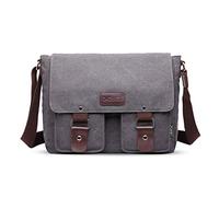 FANDARE Vintage Crossbody Bag Unisex Canvas Messenger Bag 7.9 inch iPad Satchel Bag Travel Shoulder Bag Working Bag Bookbag Briefcase for Men and Women Gray