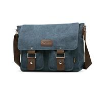 FANDARE Vintage Crossbody Bag Unisex Canvas Messenger Bag 7.9 inch iPad Satchel Bag Travel Shoulder Bag Working Bag Bookbag Briefcase for Men and Women Blue